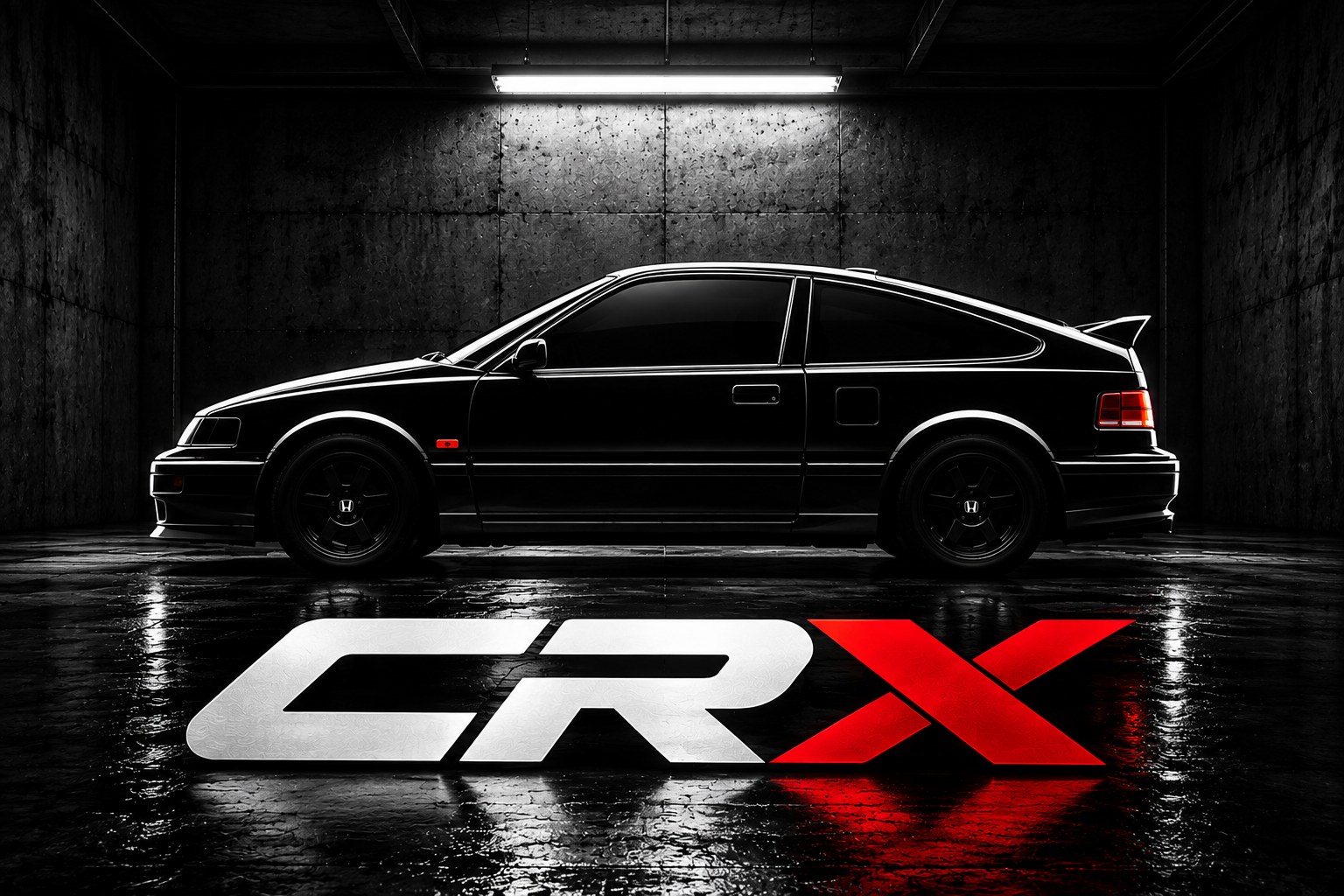 Schwarzer CRX mit weiß-rotem CRX-Schriftzug